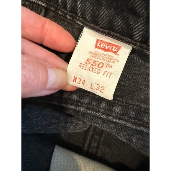 Vintage 90s Levis 550 Relaxed Fit Orange Tag Denim Jeans Vintage Black 34 - Picture 7 of 7